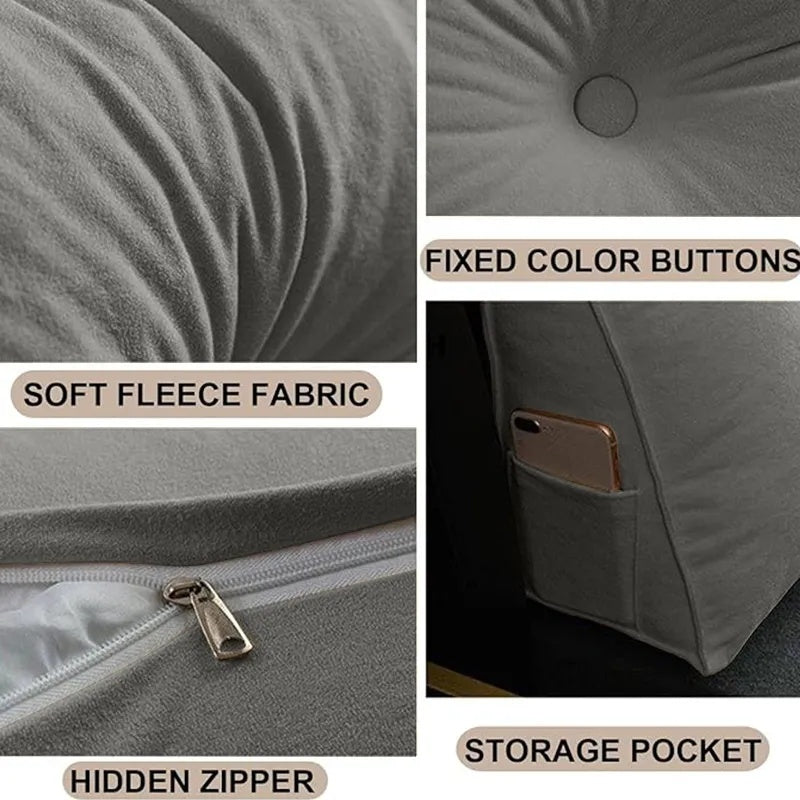 Triangle Reading Cushion With A Button - Gray 120x50x20cm