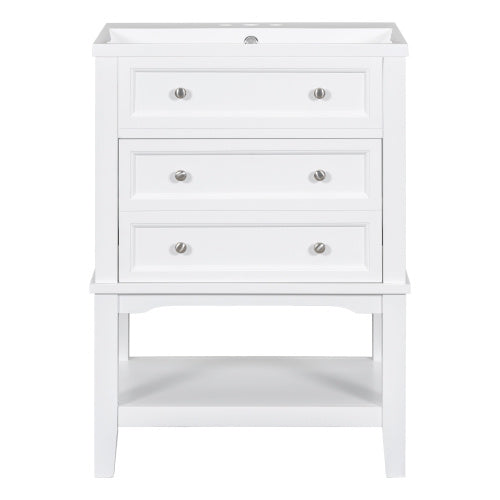 24 Bathroom Vanity With Sink Storage Cydd White - View 8