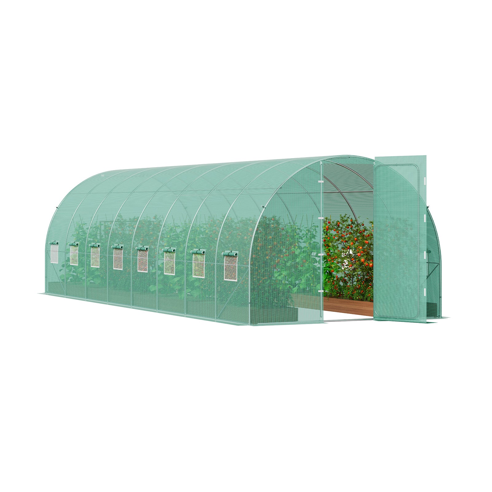 VEVOR Walk-in Tunnel Greenhouse 27.38x9.5x7.38ft Galvanized Frame PE Cover Green