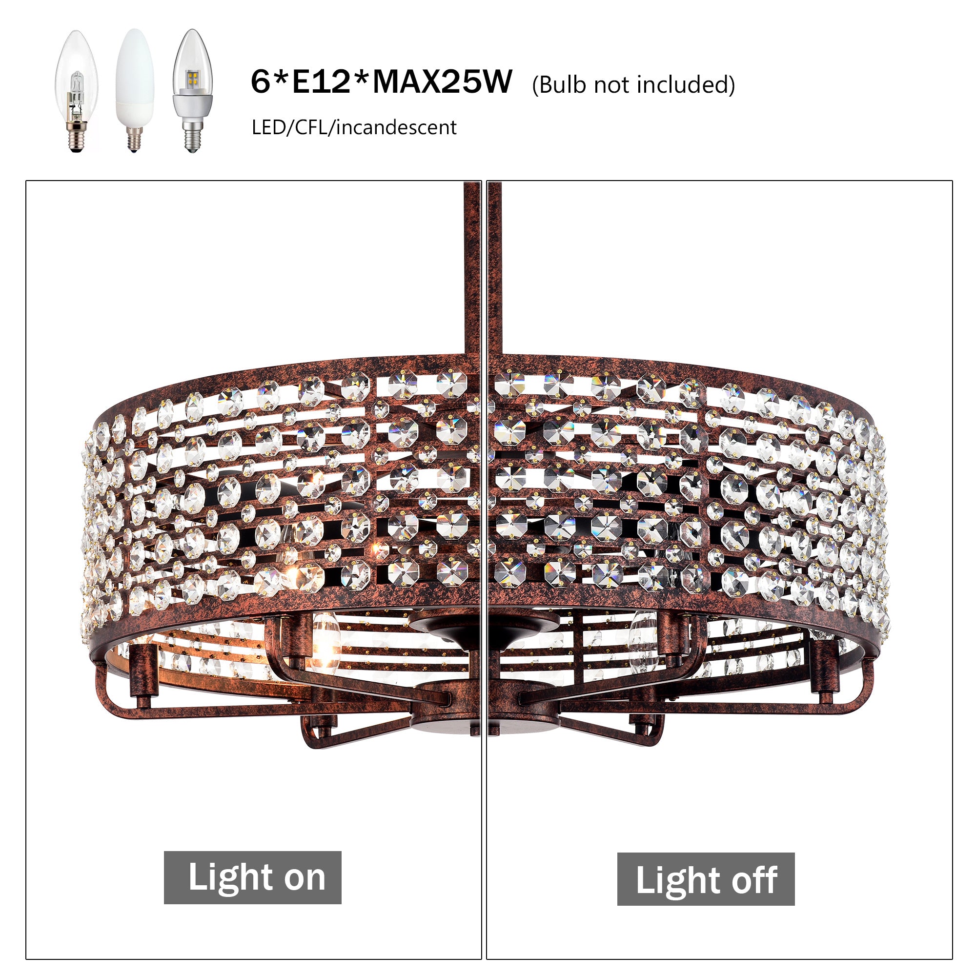 Dia 26 8 Inch Chandelier Ceiling Fan Crystal Shade Remote 3 Abs 4 Light - View 10