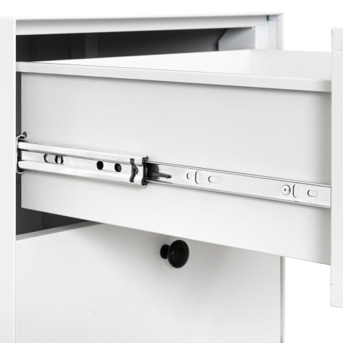 Modern Night Stand Storage Cabinet For Living Room Bedroom, Steel Cabinet With 2 Drawers, Bedside Furniture, Circular Handle