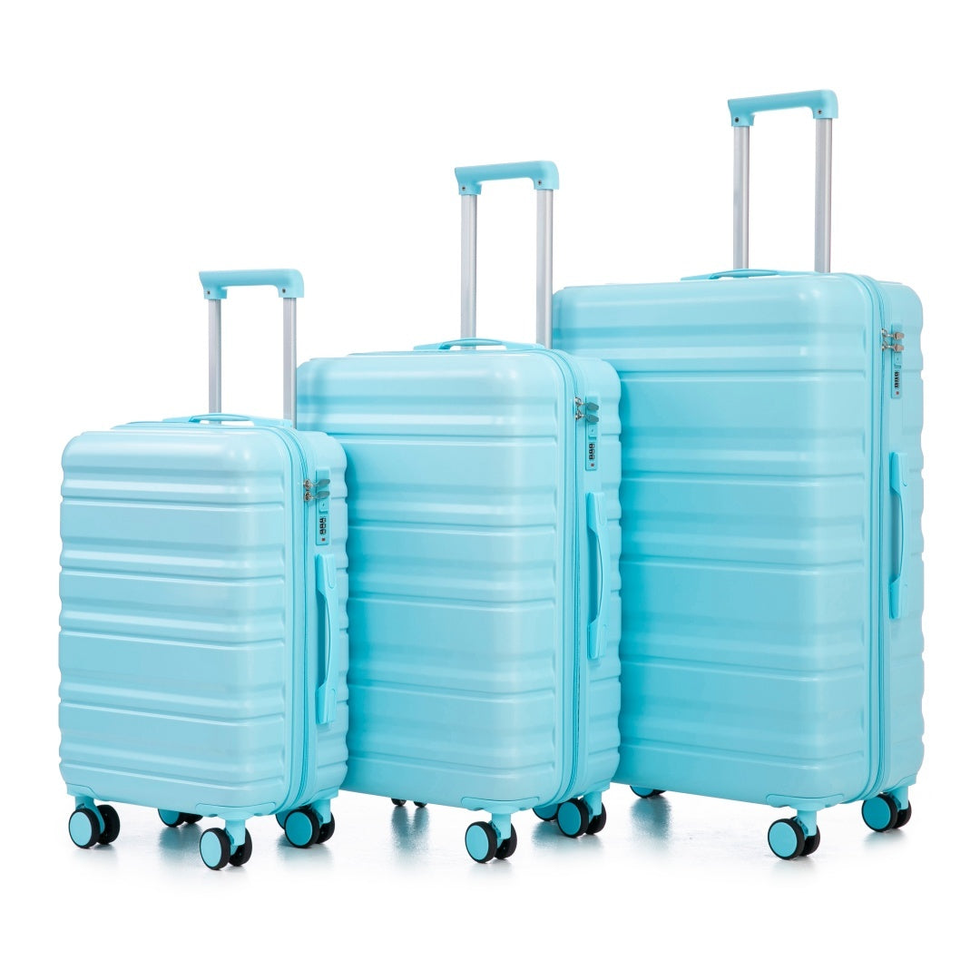 HIFINE TOURIST 3-Piece ABS Spinner Luggage Set – 20/24/28 in, Combination Lock (Blue & Purple)