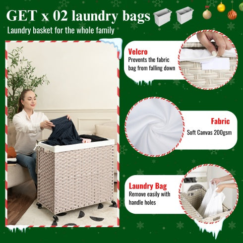 Laundry Hamper With Lid 160l Gray Dbjjj - View 7