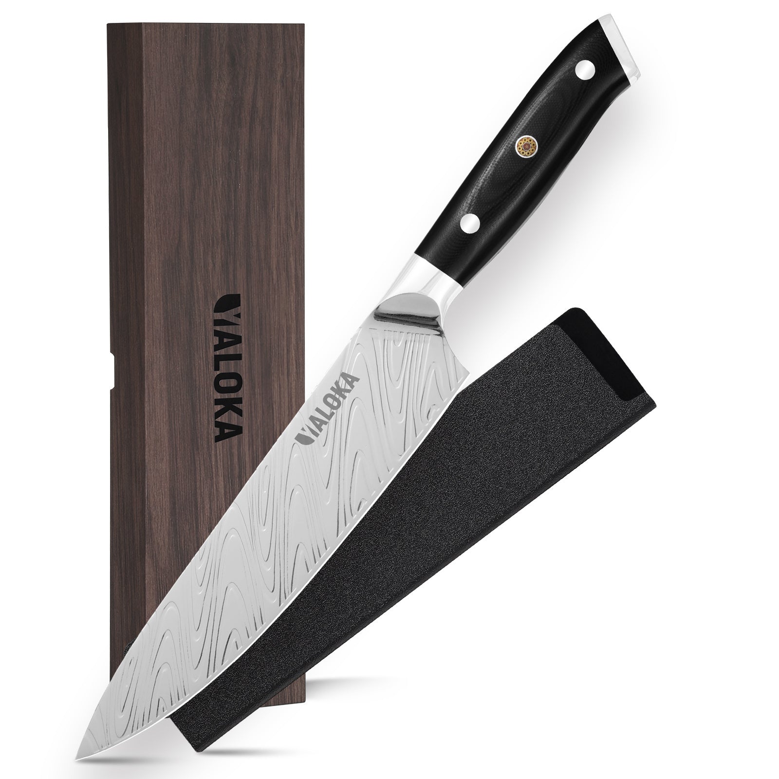 8 Inch Chef Knife Japanese Chef's Knife 7Cr17MoV High Carbon Steel Full Tang G10 Handle Black Titanium Coated Blade