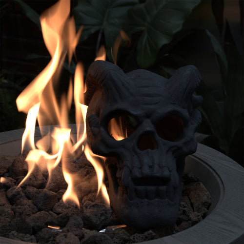CYDD Refractory Fireproof Skull Gas Log — Firepit, Fireplace & Halloween Decor