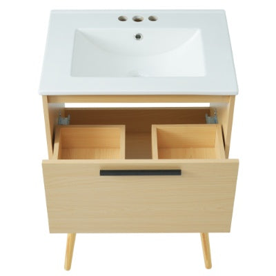 24" Bathroom Vanity With Sink Combo, Multi-functional Cabinet w/ Drawer - Natural