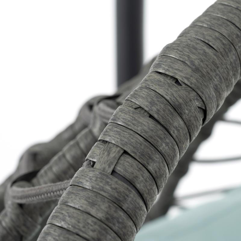 Indoor & Outdoor Hanging Egg Swing Chair with Stand — Patio Wicker Basket Chair (Dark Grey)