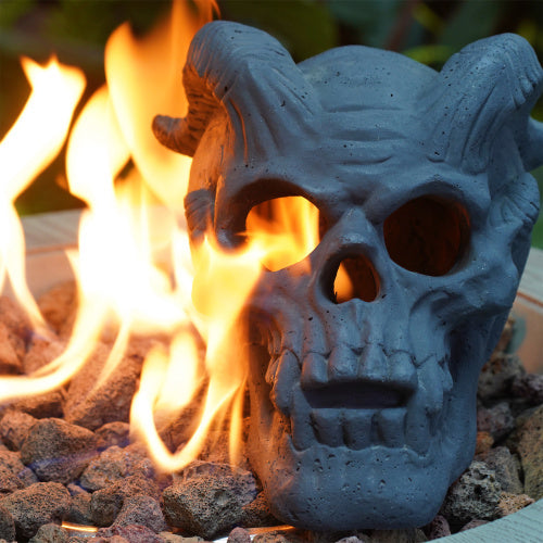CYDD Refractory Fireproof Skull Gas Log — Firepit, Fireplace & Halloween Decor