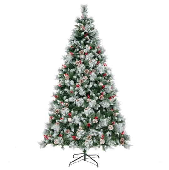 7ft Pre-Lit Christmas Tree - 70 Red Berries & 70 Pine Cones