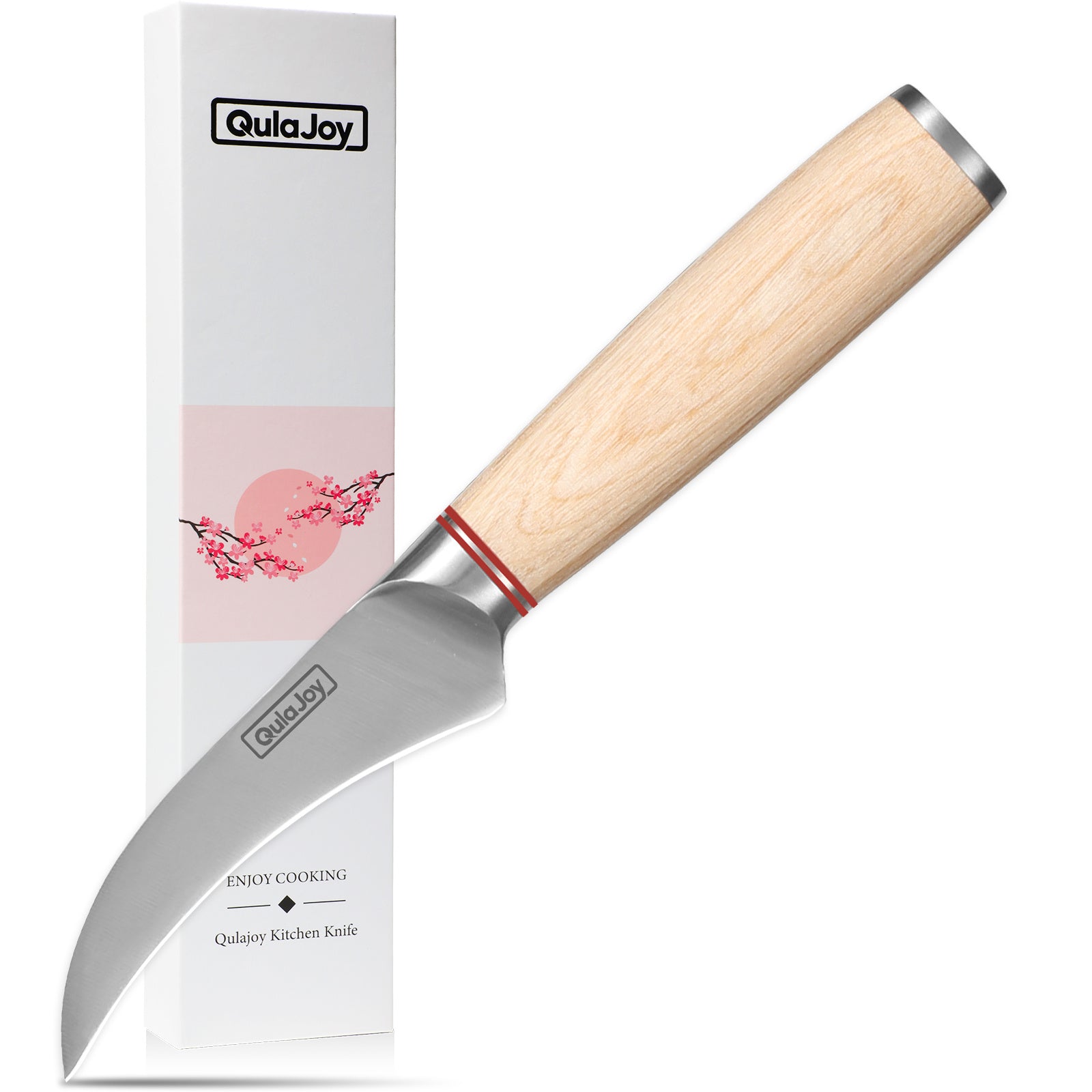 Qulajoy Vegetable Cleaver - Japanese Cleaver Chopping Knife High Carbon Stainless Steel with Wooden Handle (6.5")