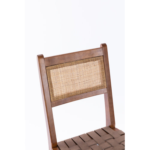 Rattan Leather Woven Strips Kitchen Dining Chair — Set of 2 (18")