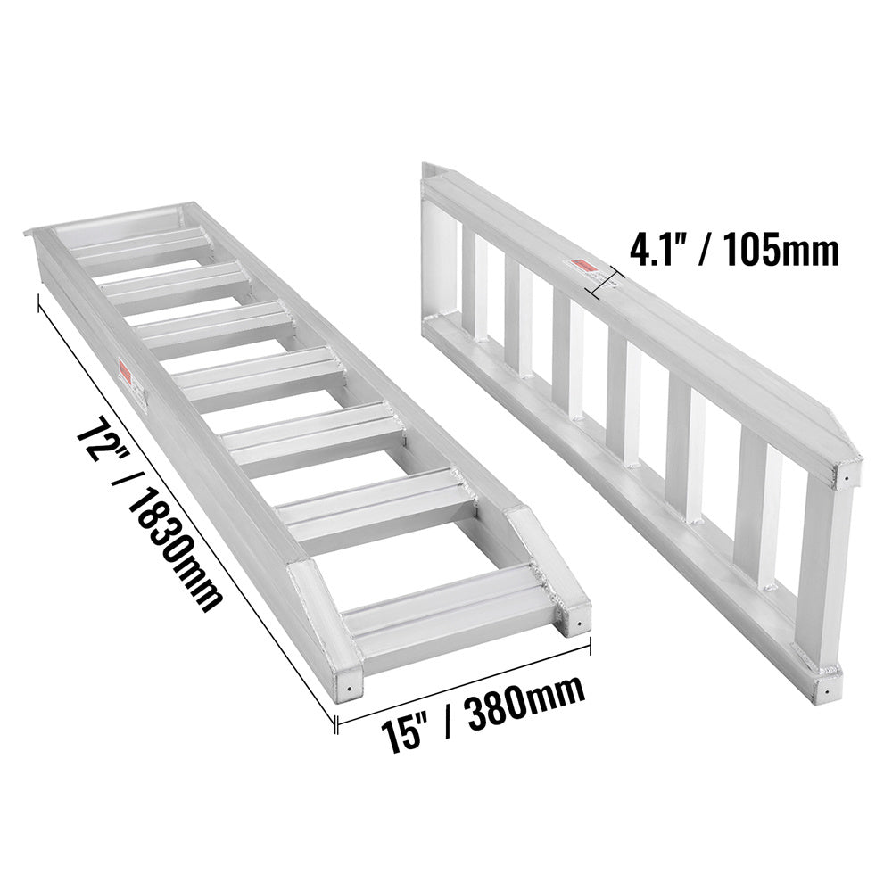 VEVOR Aluminum Ramps, 8810 lbs (Pair) — 72in x 15in Heavy-Duty Loading Ramps