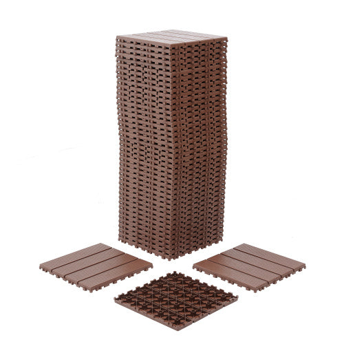 Plastic Interlocking Deck Tiles 44 Pack 12x12 Brown - View 7