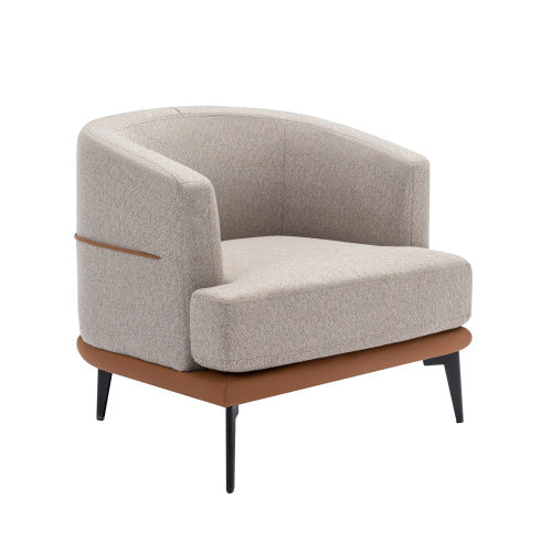 Modern Two Tone Barrel Fabric Chair Burnt Orange - View 3