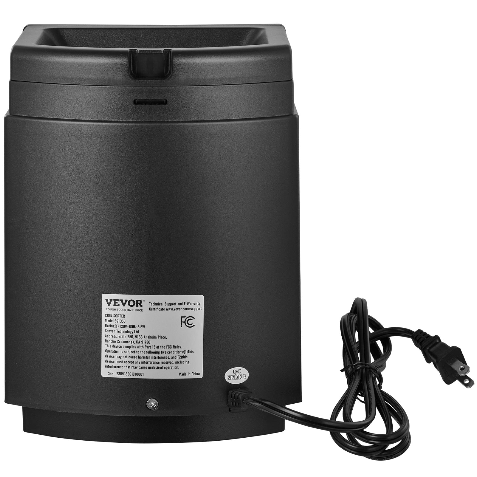 VEVOR USD Coin Sorter, Coin Sorter & Wrapper Machine (SS1350) — Black