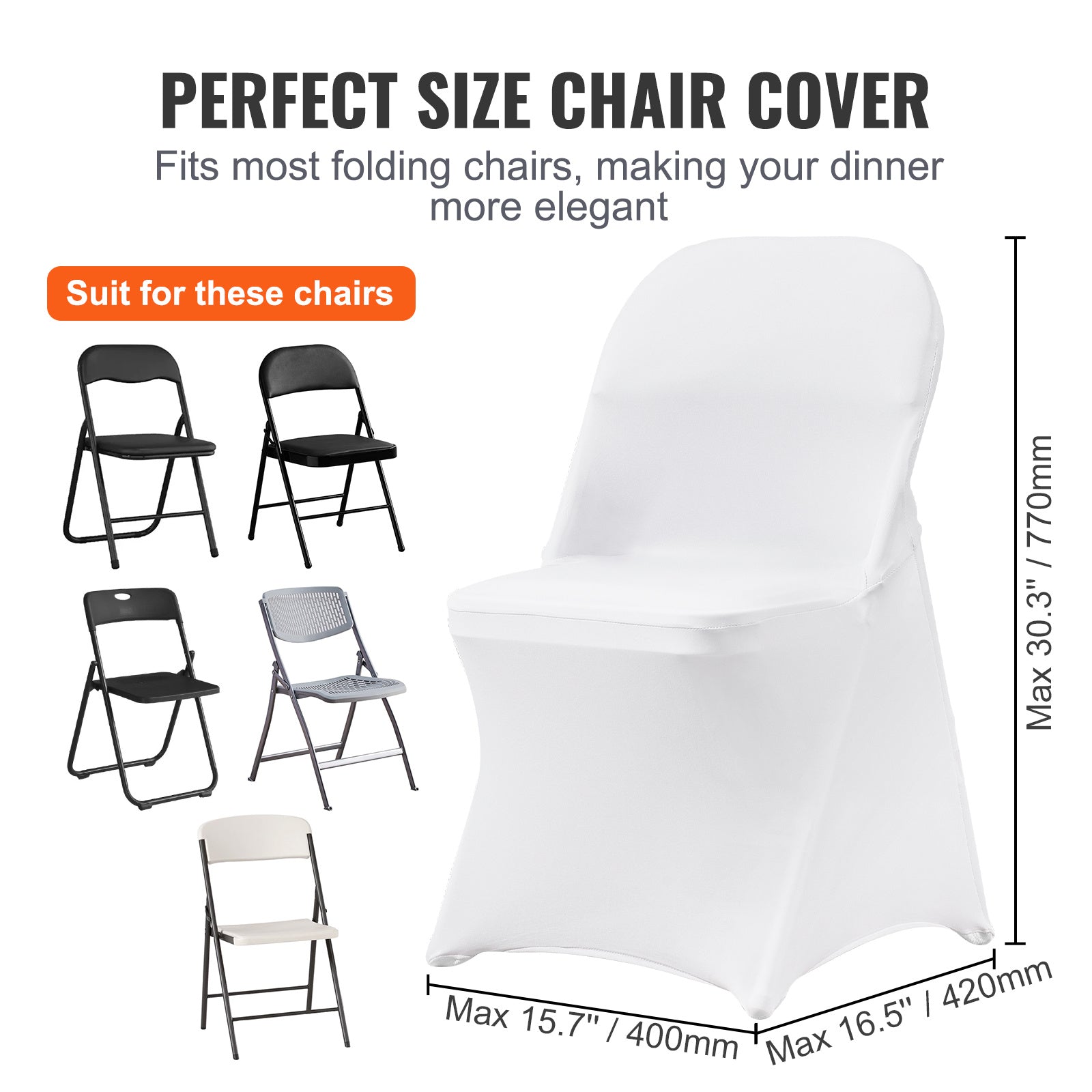 VEVOR White Stretch Spandex Chair Covers - 30 PCS