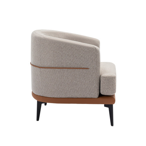 Modern Two Tone Barrel Fabric Chair Burnt Orange - View 8