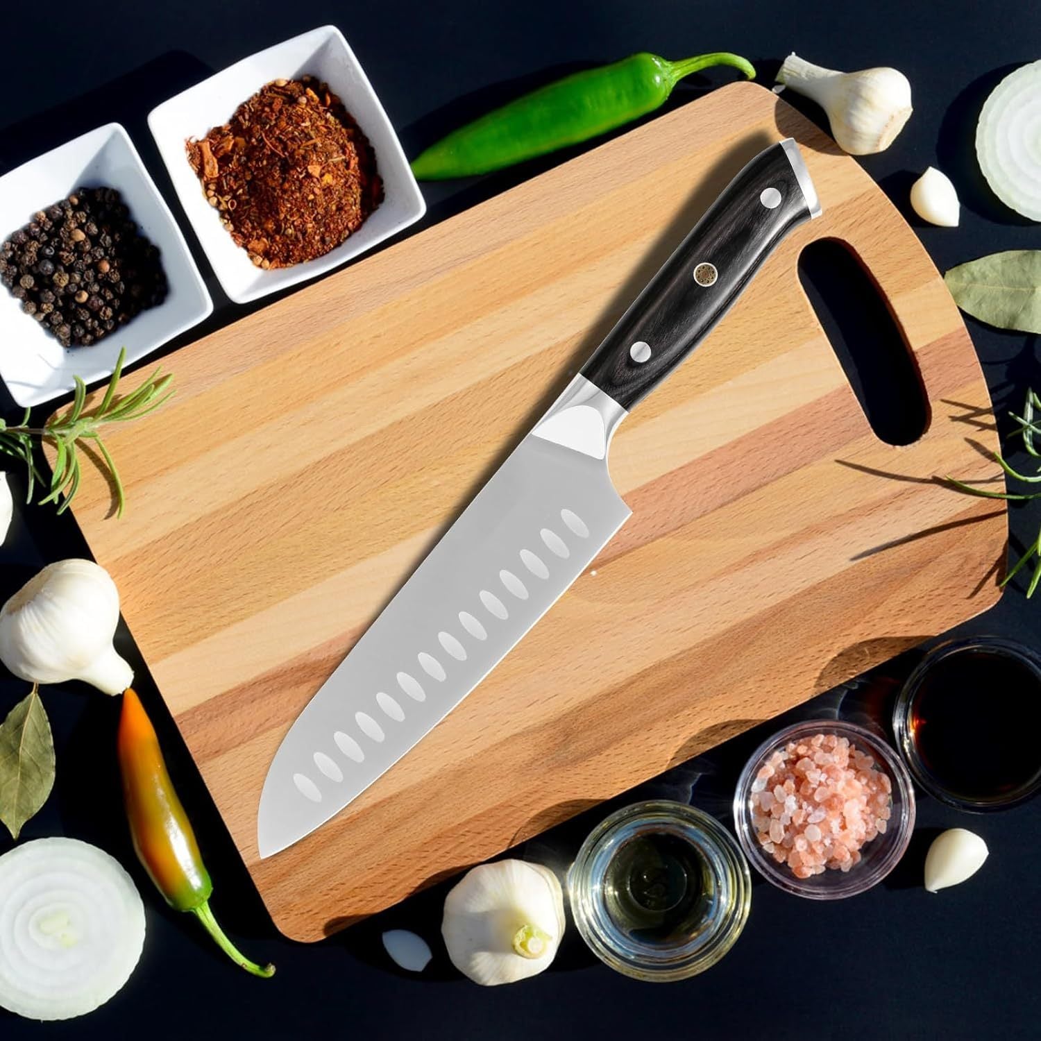 Professional 8" Chef Knife & 7" Santoku — High Carbon Steel