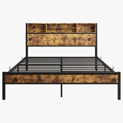 Coocosh queen bed frame emphasizing easy assembly and noise-free design, featuring an attractive black finish, a perfect fit for contemporary bedroom environments.