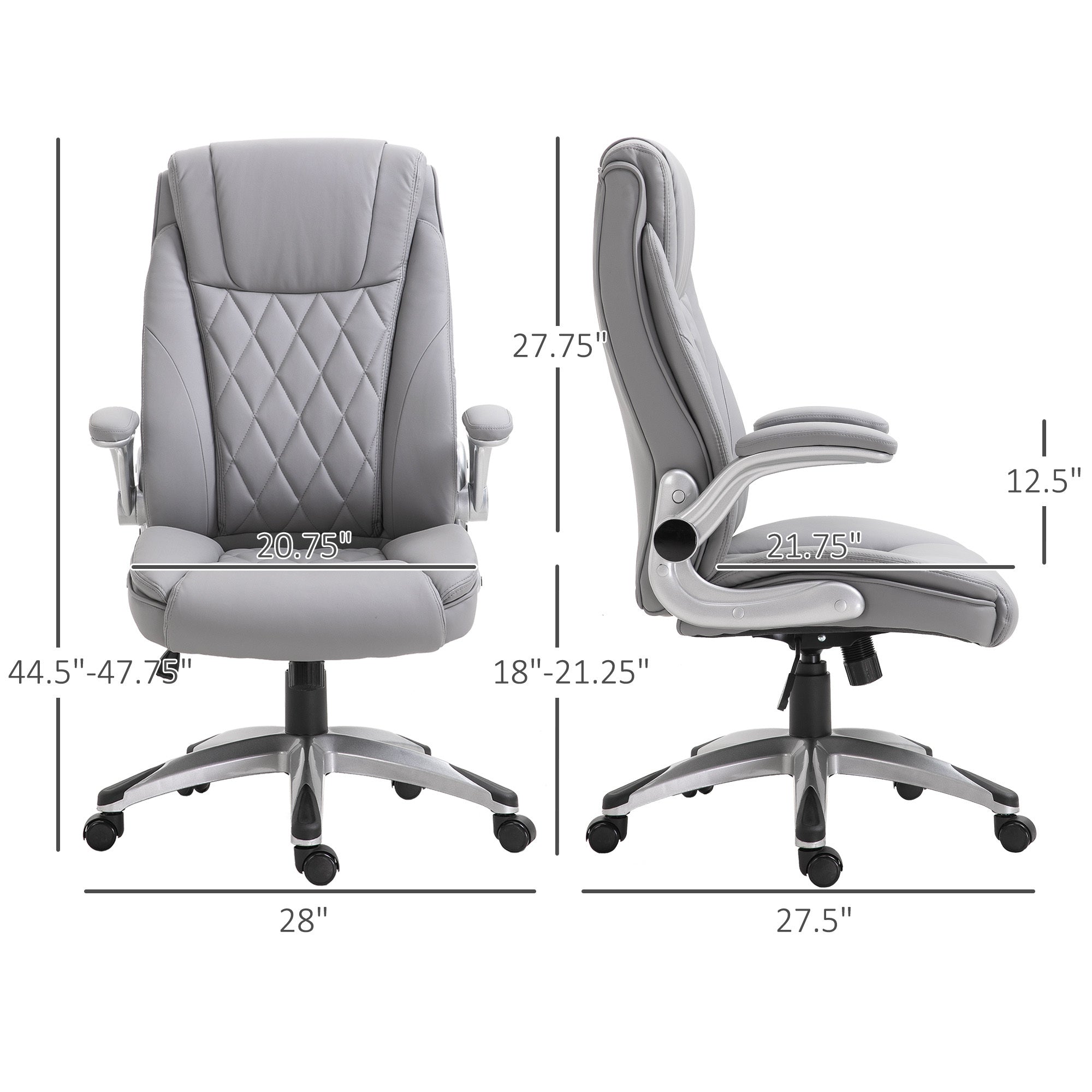 Versatile gray faux leather rocker chair from Coocosh with adjustable height and armrests, perfect for any modern home office setting.