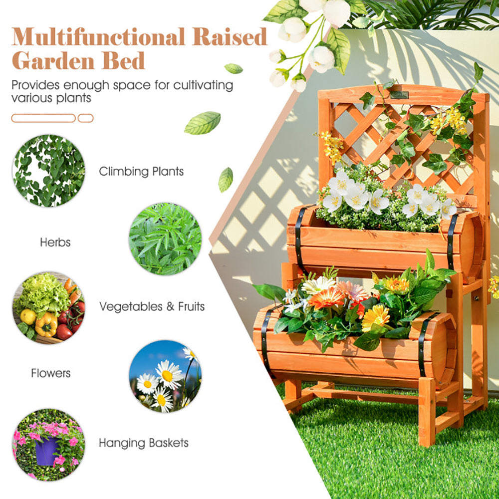 Coocosh Multifunctional Raised Garden Bed offers a spacious design for cultivating various plants, featuring wooden construction in a natural finish, measuring 3 feet tall, displayed in a sunny garden setting.