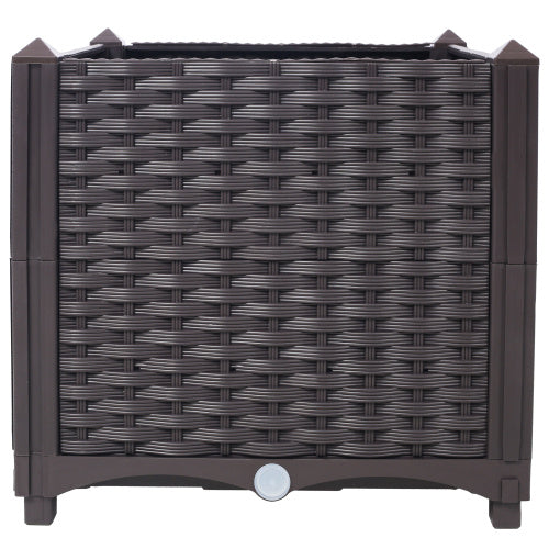 Deep Raised Garden Bed Plastic Planter Boxes For Vegetables Flowers Herbs And Succulents,Self-Watering Planter Box Raised Bed To Grow Flowers, Herbs & Vegetables, 15.7 L X 15.7 D X 14.7 H