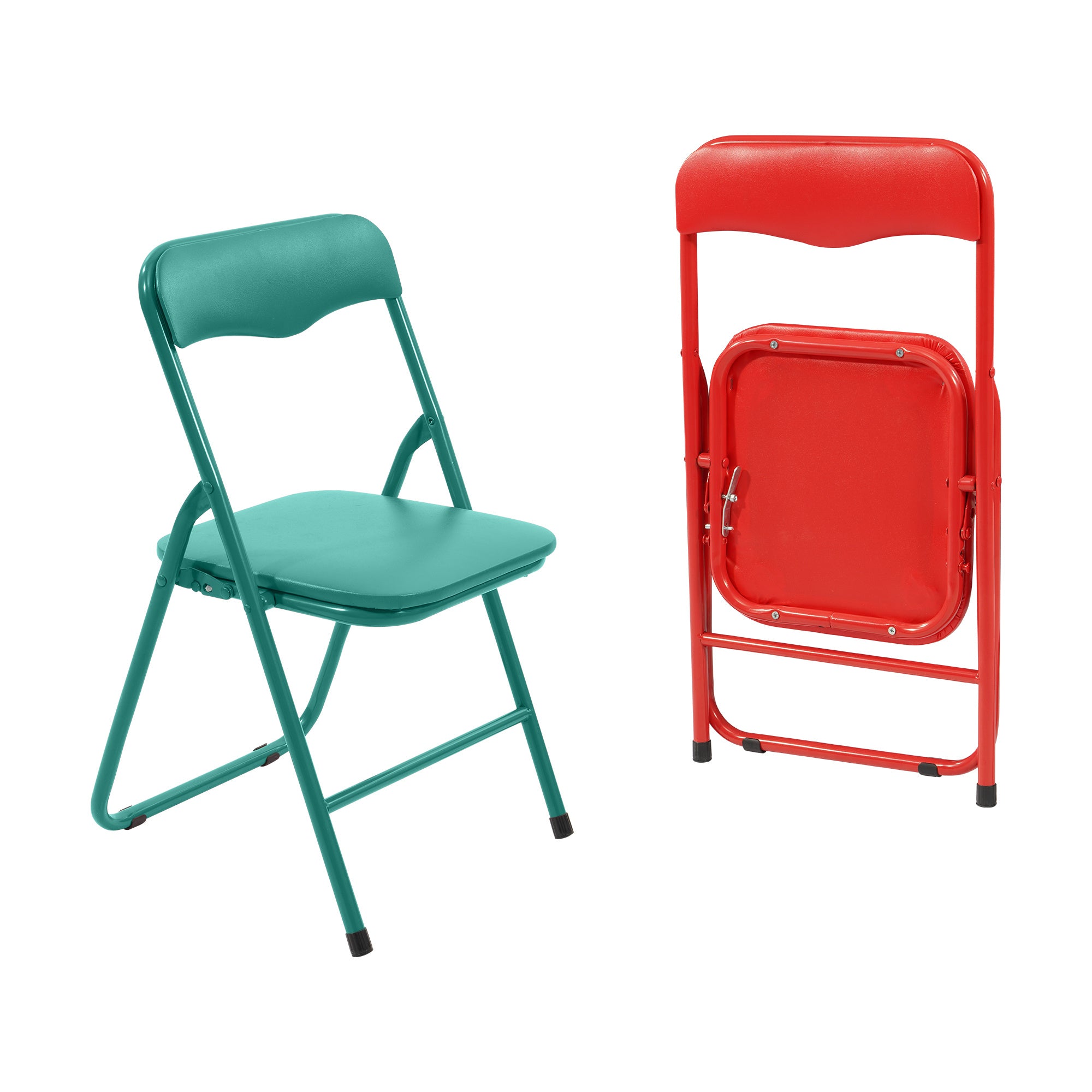 yuting Pack of 2 Kids Folding Chairs — Foam Padded Steel Frame (Green & Red)