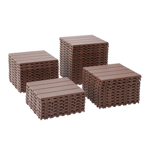 Plastic Interlocking Deck Tiles 44 Pack 12x12 Brown - View 2