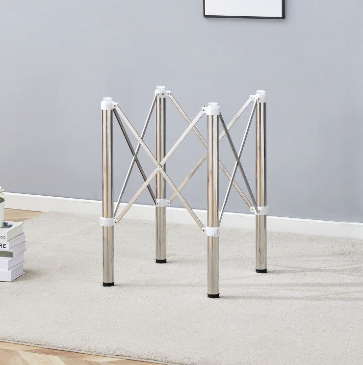 Table Legs Only - Minimalist Silver Stainless Steel Folding Table Frame - Versatile, Space-saving. Folding Table Stand In Silver Stainless Steel