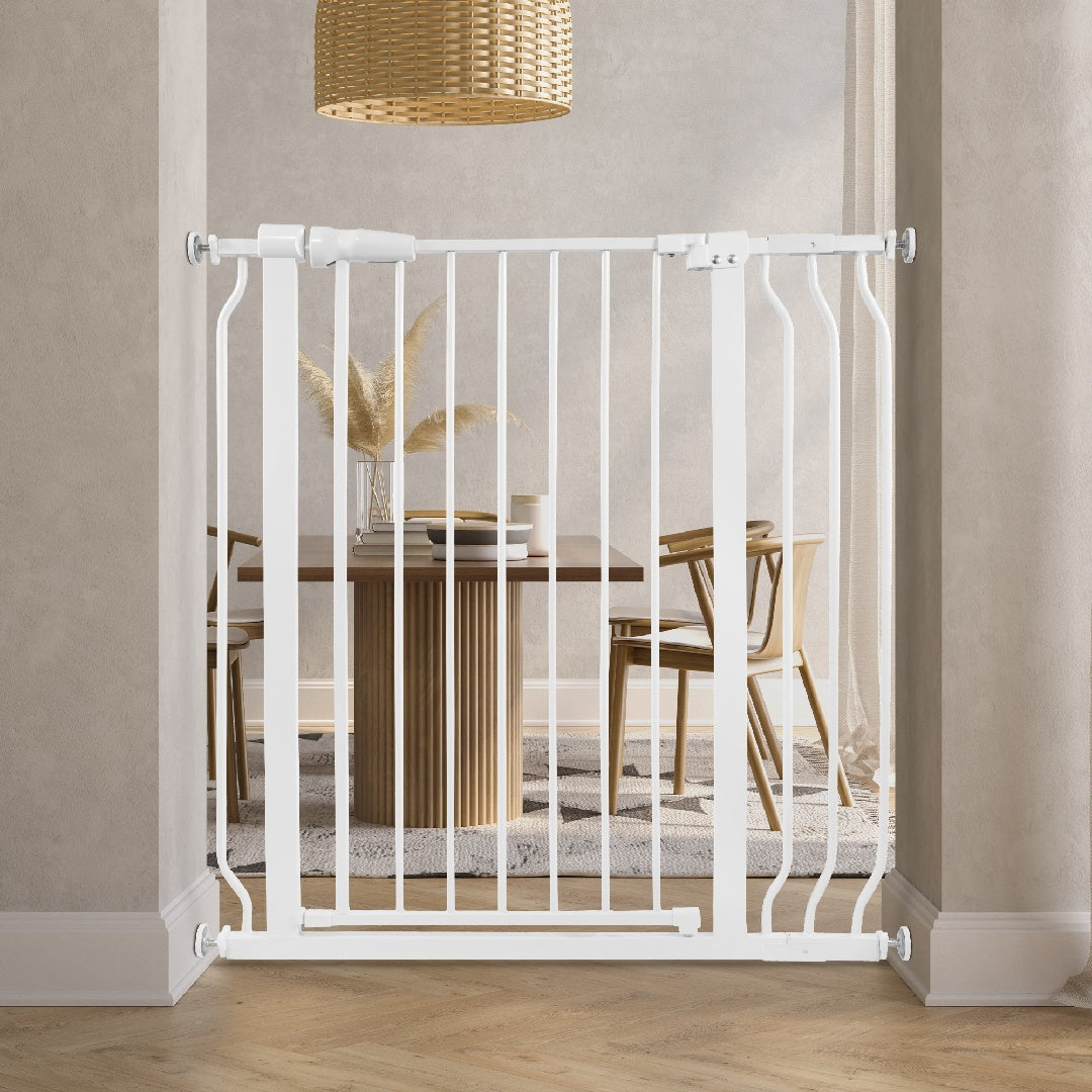 Only Supports Self Pickup  Extra Wide Baby Gate, Safety Dog Gate For Stairs, Easy Walk-through Self-closing Pet Gate For Houses, Doorways, White-grey