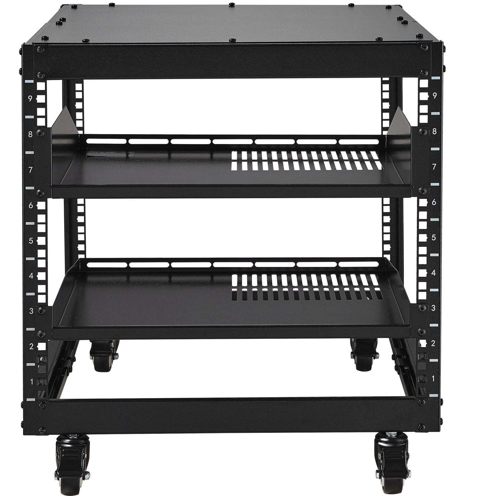 VEVOR 9U 4-Post Open Frame Server Rack Network Enclosure - Adjustable Depth