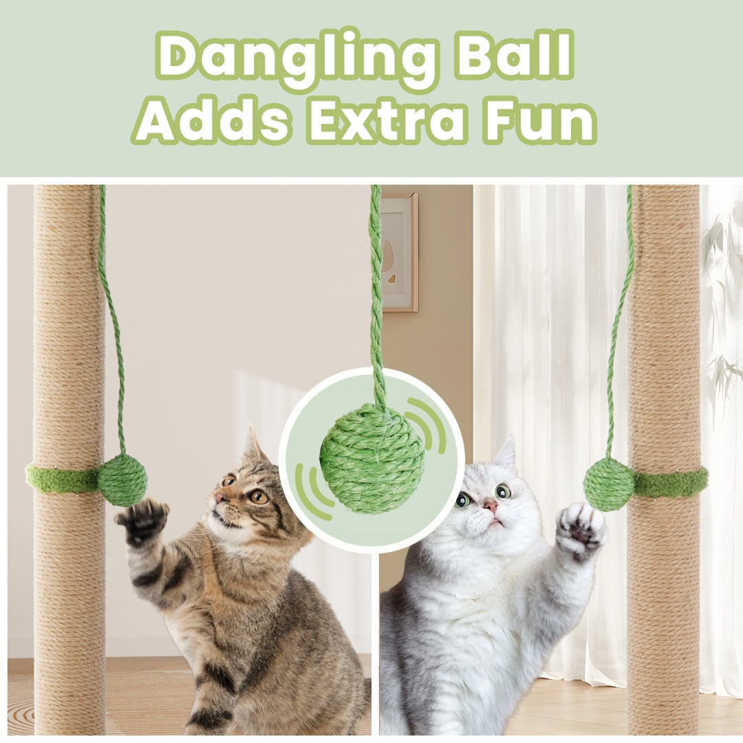 Cat Scratching Post, 33in Tall Scratcher with Dangling Ball for Indoor Cats