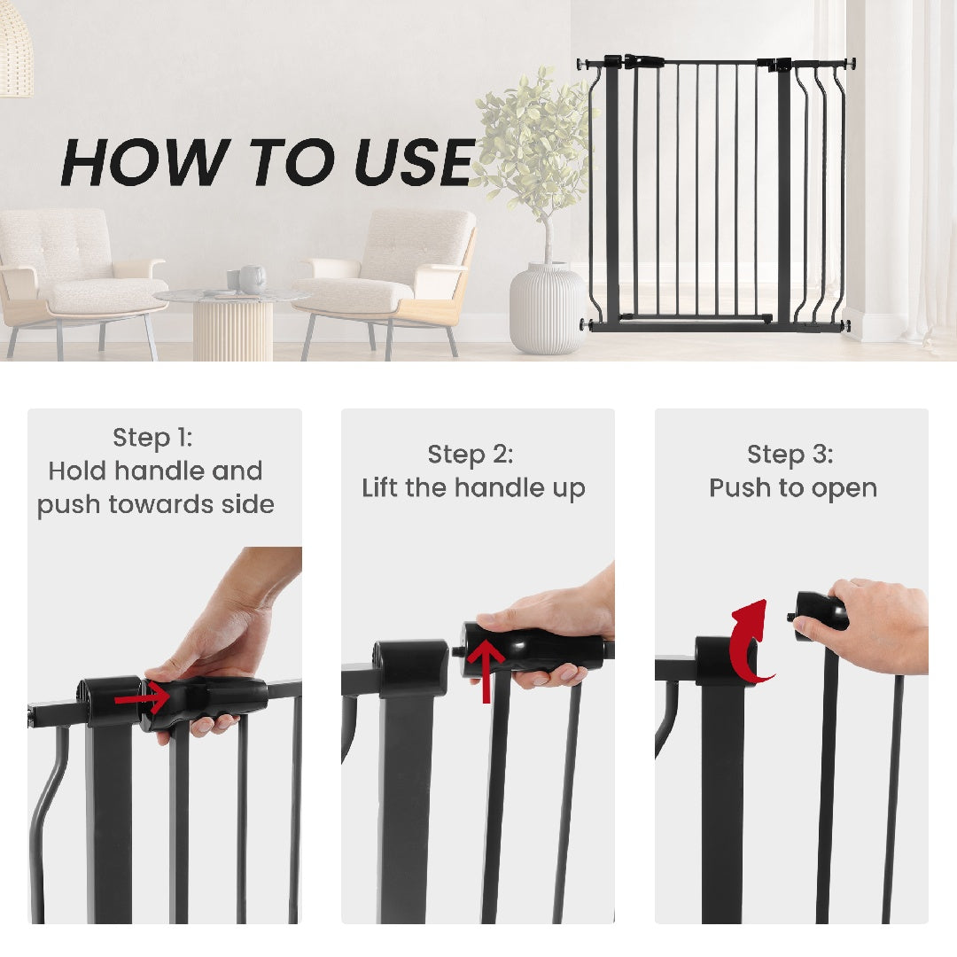 Only Supports Self Pickup  Extra Wide Baby Gate, Safety Dog Gate For Stairs, Easy Walk-through Self-closing Pet Gate For Houses, Doorways, White-grey