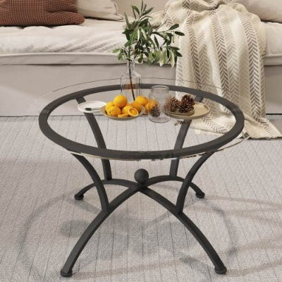 3 Piece Tempered Glass Coffee Table Set Rustic Black - View 6