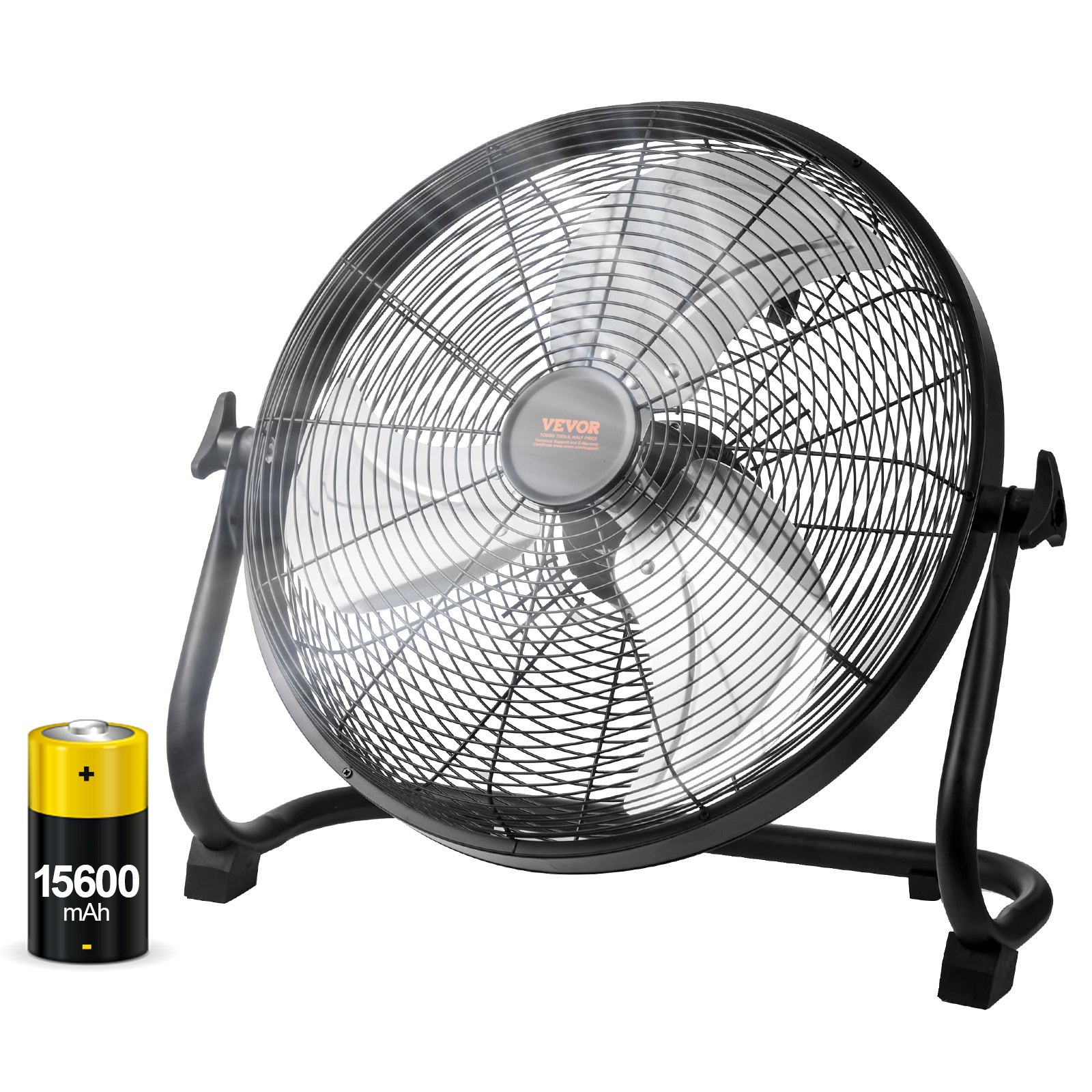 VEVOR Cordless Fan 16 In — Portable Quiet Personal Fan for Home & Office, 360° Pivot, Stepless Speed, 15600mAh