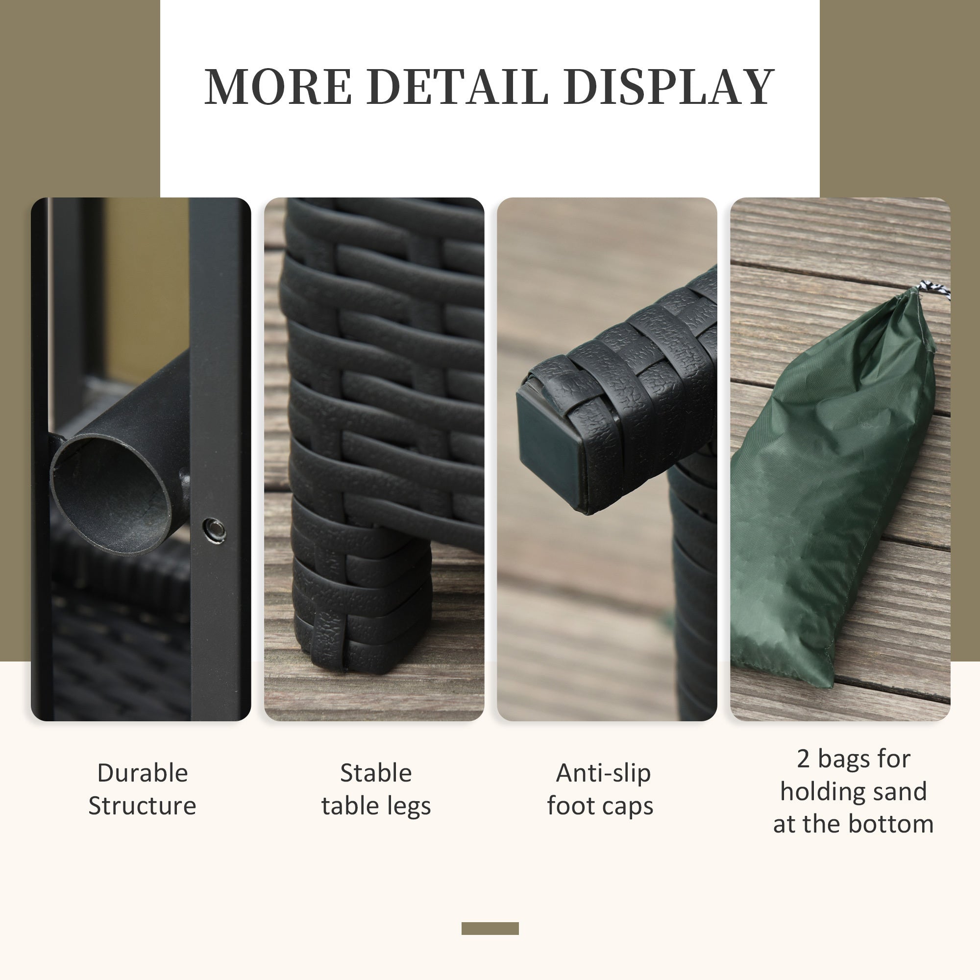 22 Steel PE Rattan Wicker Outdoor Patio Accent Table With Umbrella Hole - Brown