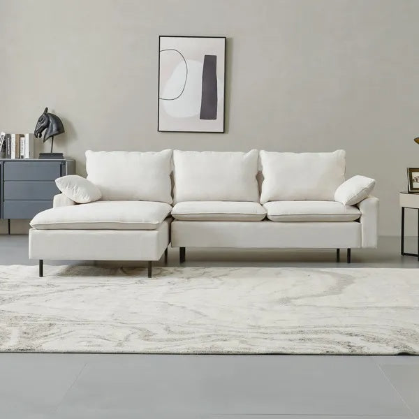 L Shaped Linen Sectional Sofa Right Chaise Dbjjj - View 1
