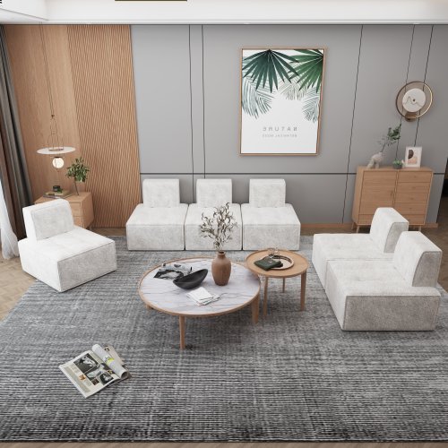 Cydd Sherpa Modular Bean Bag Chair Beige - View 5