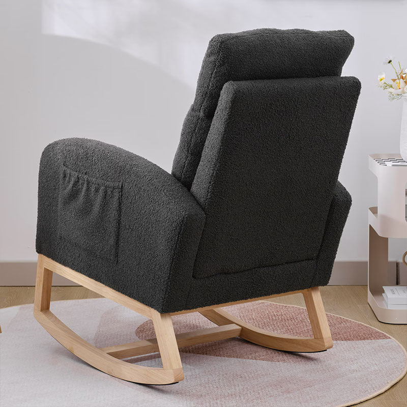Modern Accent Rocking Chair With Solid Wood Legs — Upholstered Nursery Glider