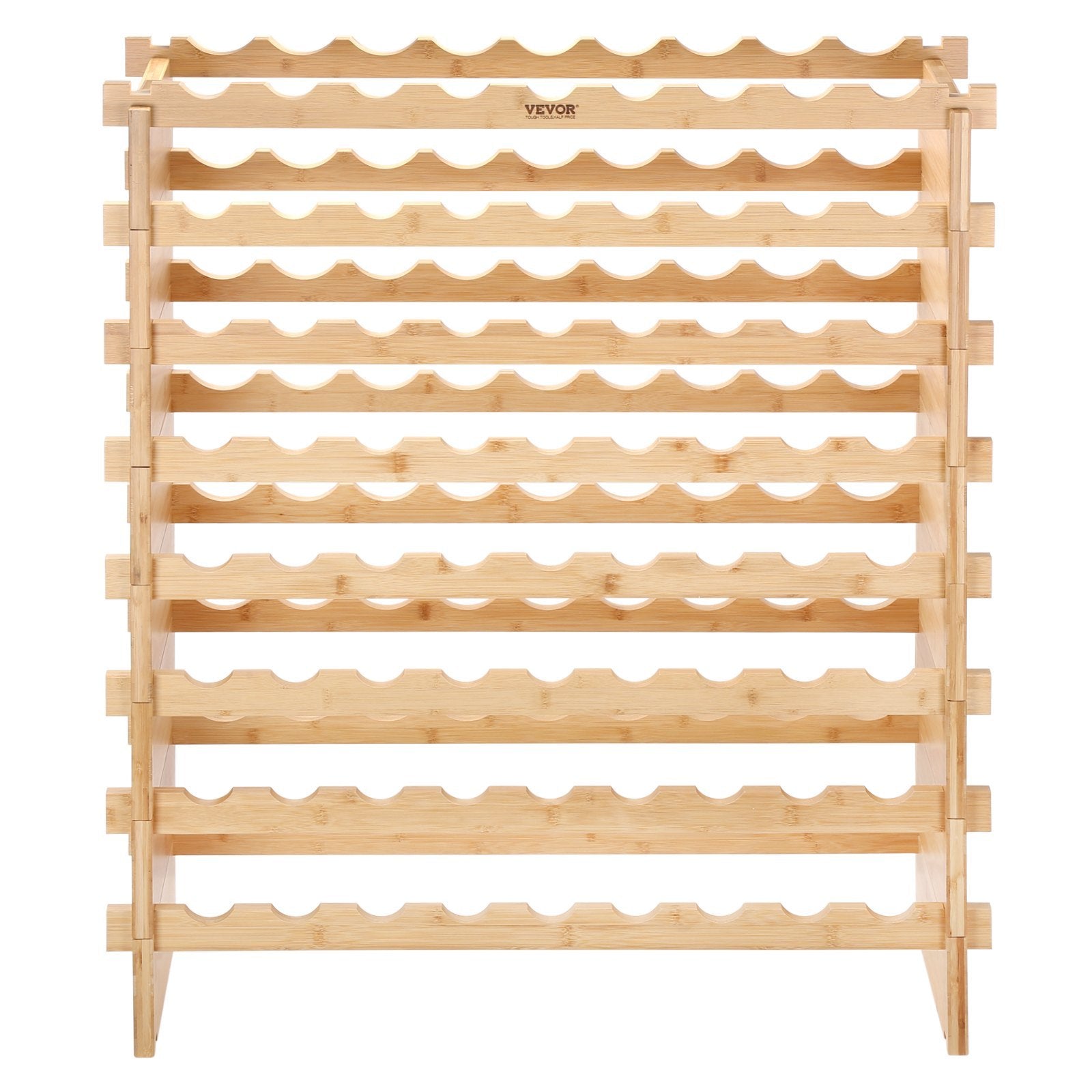 VEVOR 72 Bottle Stackable Modular Wine Rack Bamboo Wood Display Shelf 8-Tier