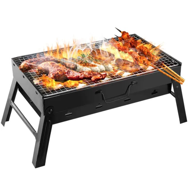 Foldable Portable Charcoal BBQ & Smoker Grill — Lightweight, Metal
