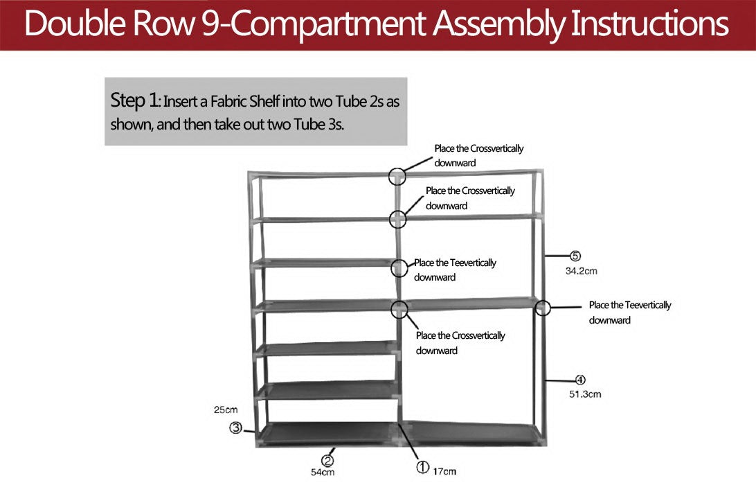 Double Row 9-Grid Non-woven Shoe Cabinet Boots - Coffee