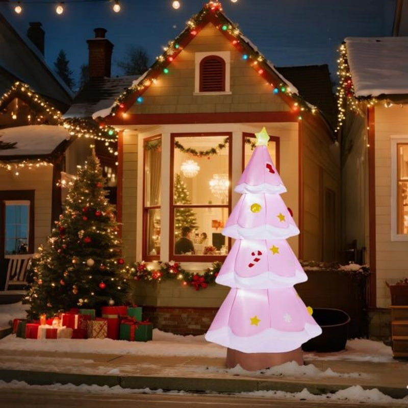 7.2FT Lighted Pink Inflatable Christmas Tree