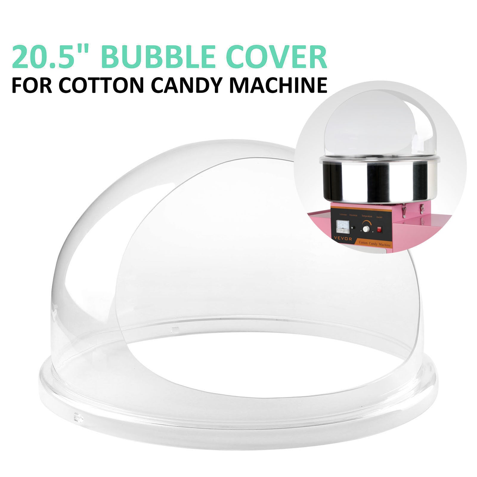 VEVOR 20.5" Bubble Shield Clear Plastic Cotton Candy Machine Cover