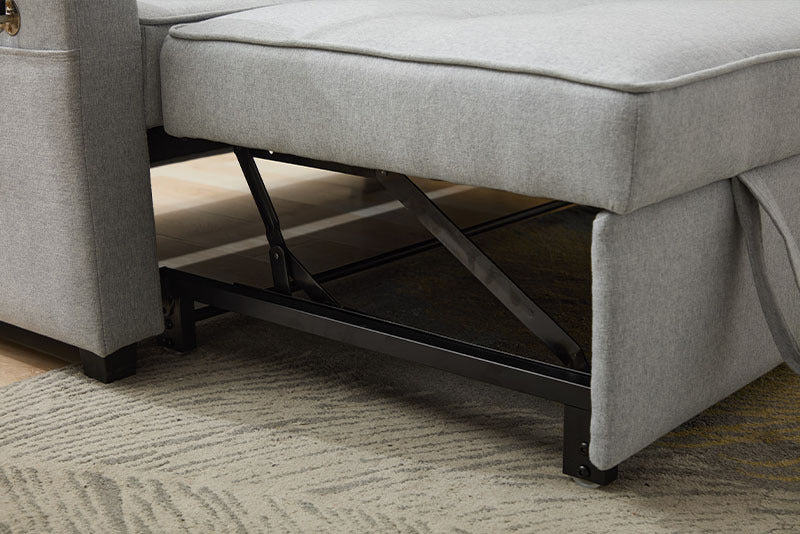 Futon Chair Bed Convertible 3-in-1 Pull-Out Sleeper with USB Ports, Wear-Resistant Leather Armchair Bed for Living Room