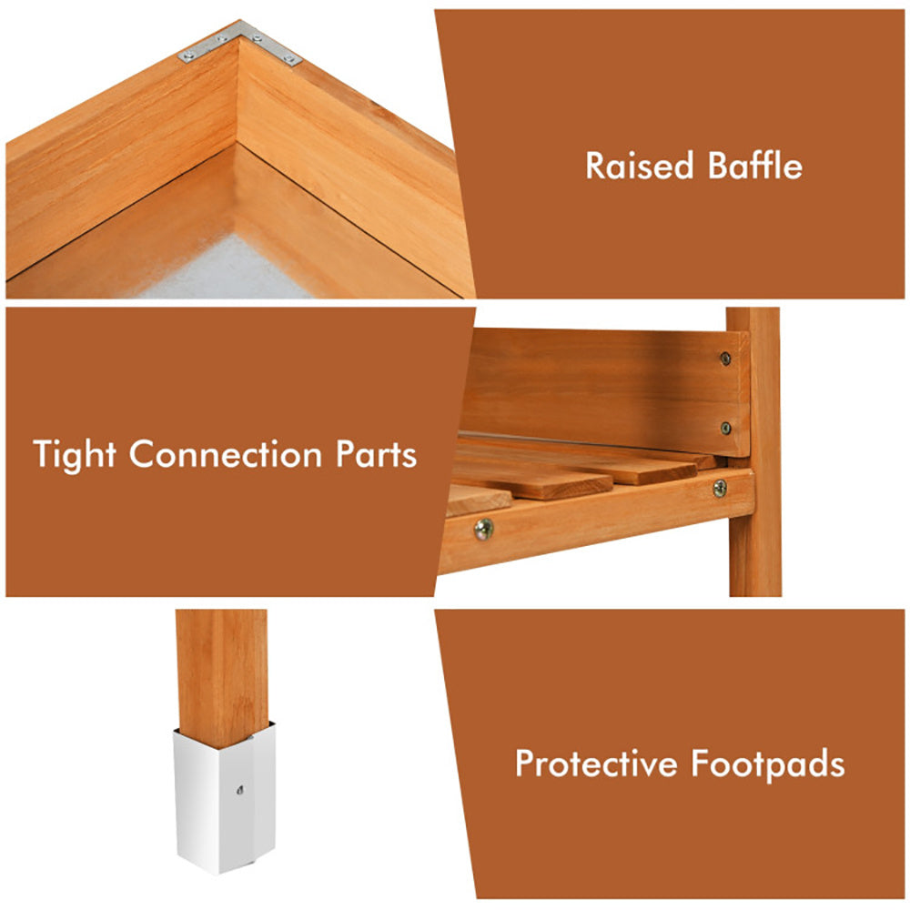 Garden Wooden Potting Bench Work Station With Hook