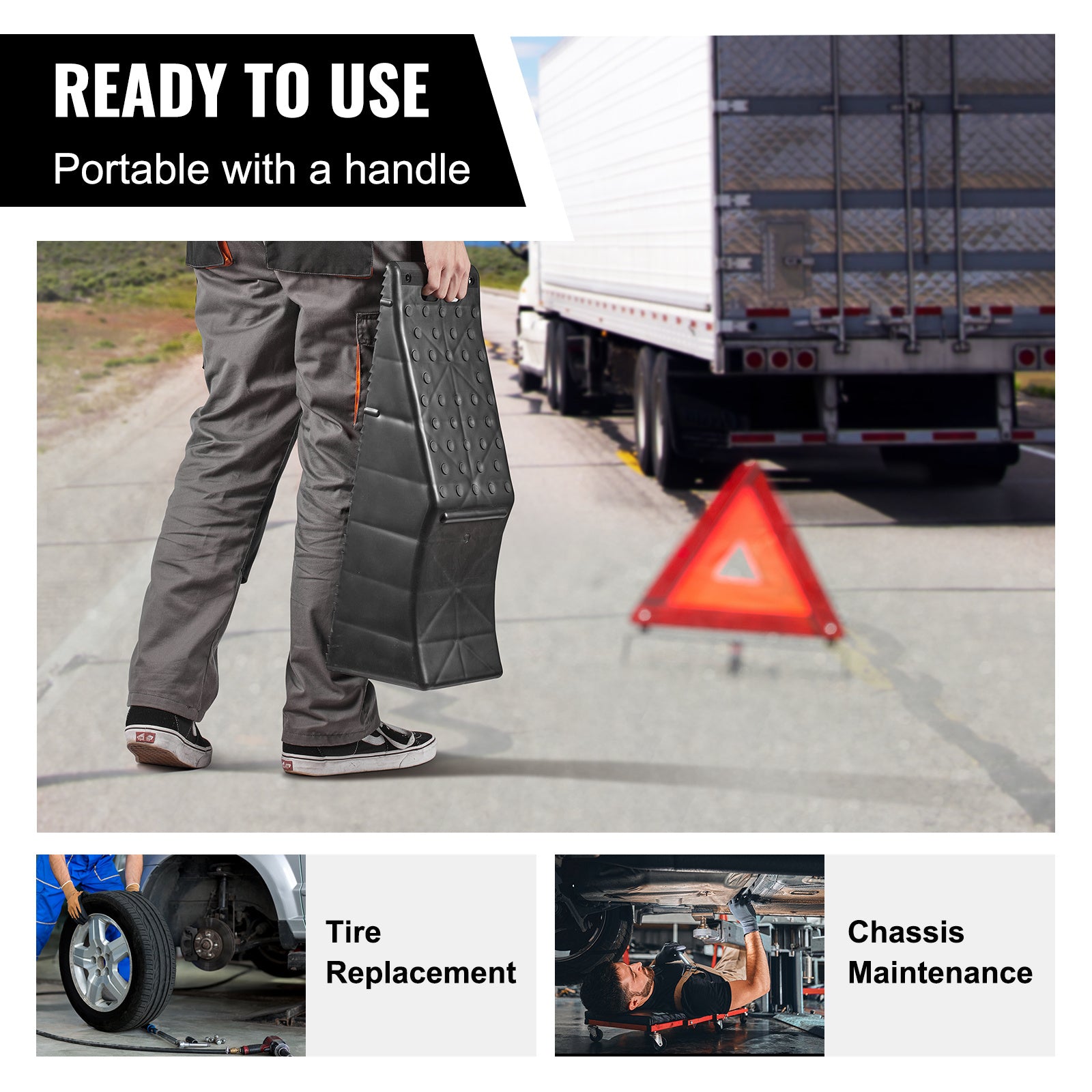 VEVOR Car Service Ramp — 20,000 lbs (10 Ton) Low Profile Plastic Tire Ramp