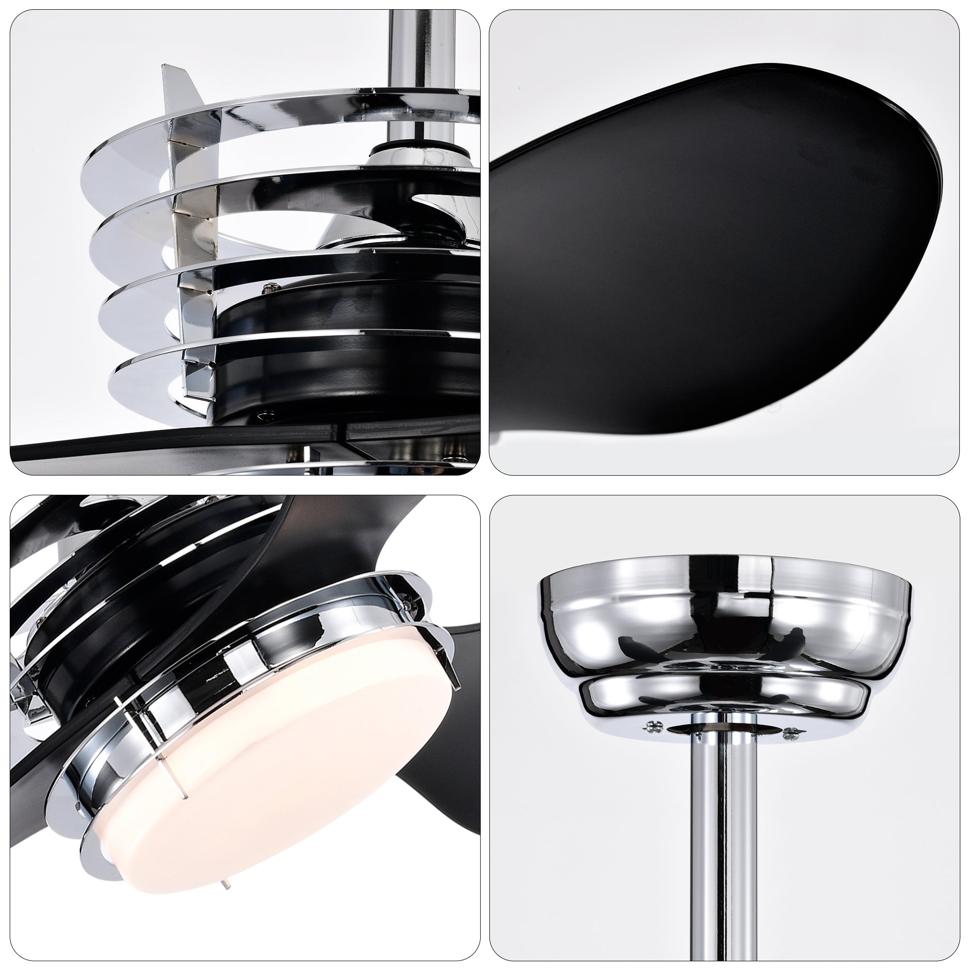 52'' ABS Blades Ceiling Fan With Lights And DC Remote, DC Motor Modern Ceiling Fan With 3 ABS Fan Blades & 2 Down Rods, Indoor Ceiling Fan With Light For Bedroom,Living Room