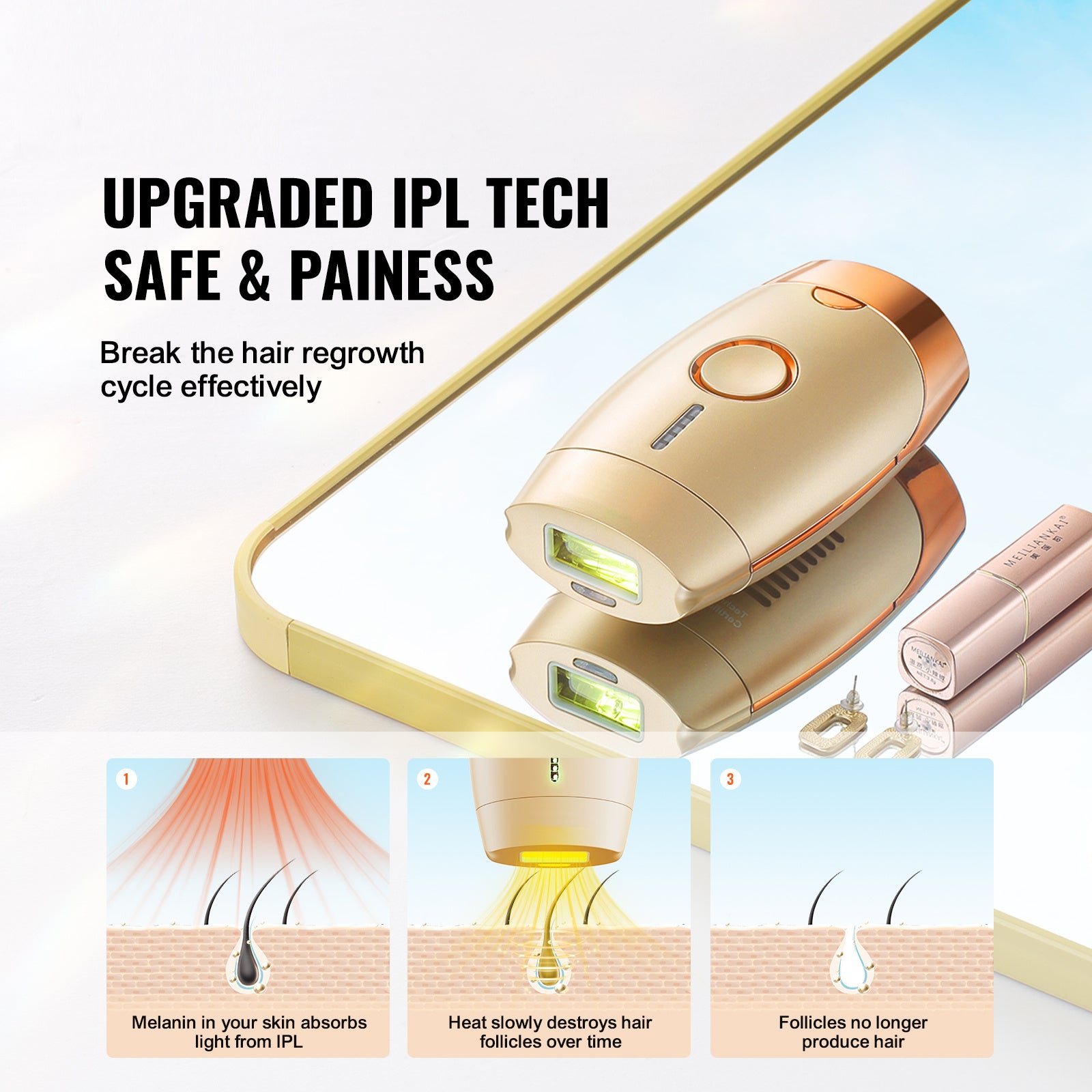 VEVOR IPL Hair Removal — Permanent At-Home Hair Removal Device (Auto & Manual, 5 Levels)