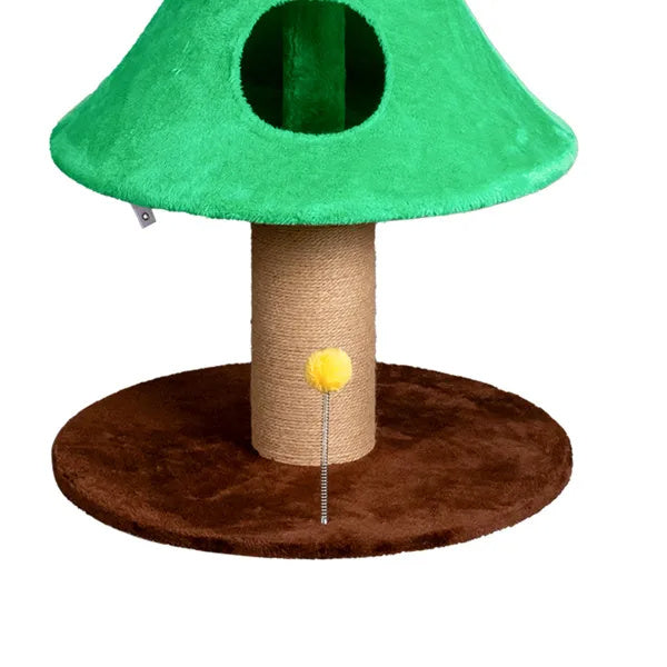 59in Large Tall Christmas Tree Cat Tower With 2 Cat Condos & Scratching Post, Soft Fleece, Teaser Toy, Sturdy Base - Green